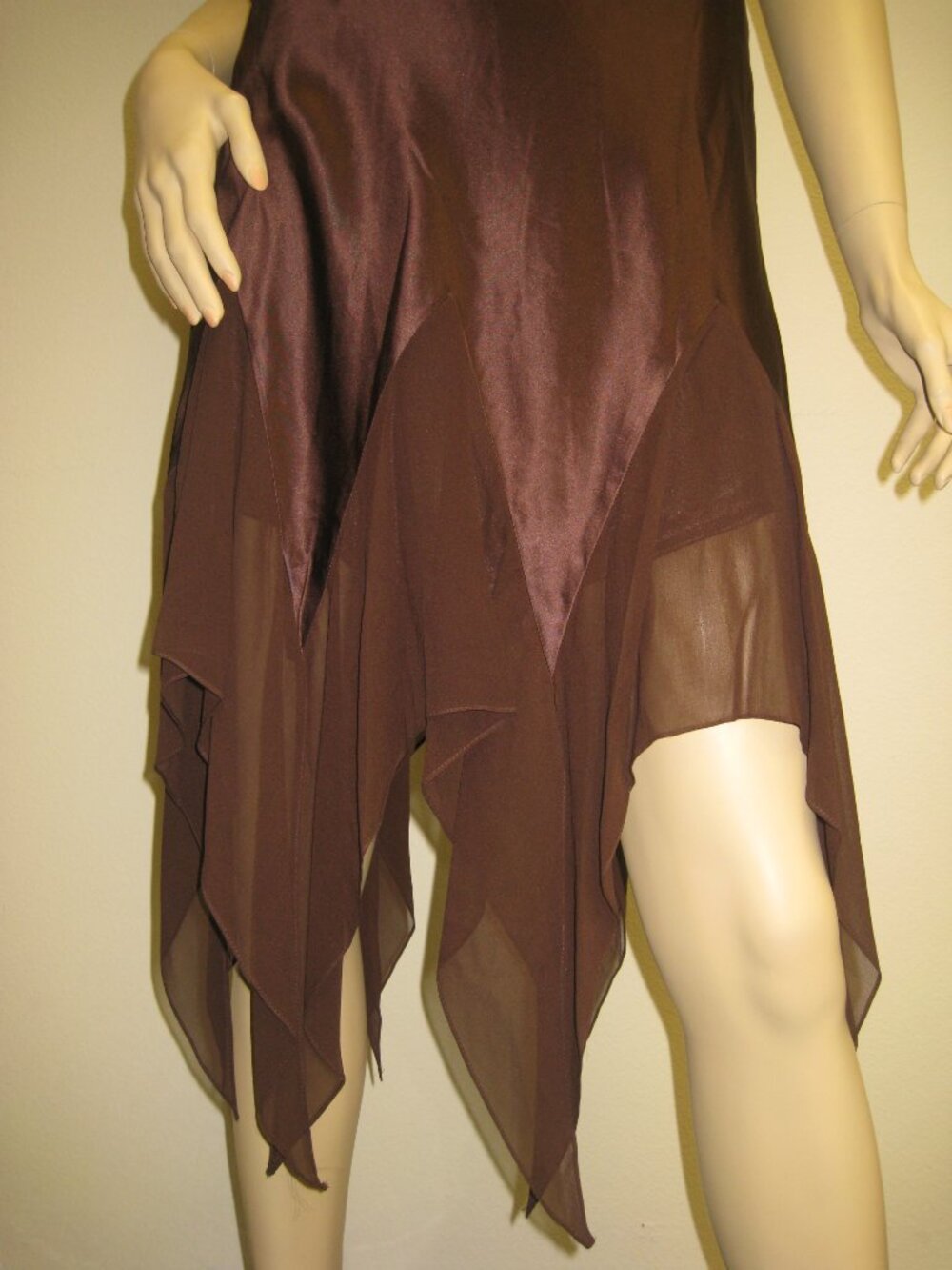 Sue Wong Dress Y2K Sexy Beaded 46 Flapper Coffee Brown Chocolate Midi SILK New - Picture 7 of 16